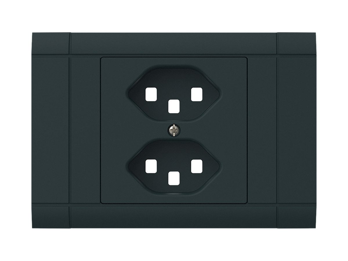 EB-Frontset kallysto für Einbausteckdose 2×Typ 23 Abdeckrahmen steckbar schwarz