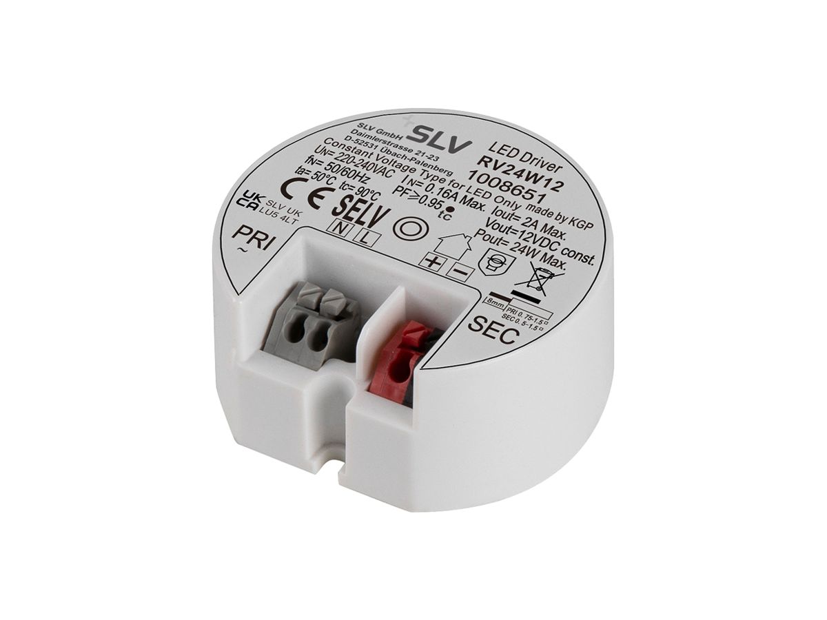 LED-Betriebsgerät SLV 24W 12V 2000mA ON/OFF Ø55×25mm