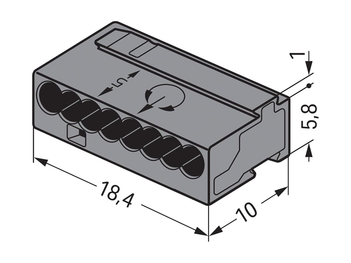 Verbindungsklemme WAGO MICRO für Draht 8×0.6…0.8mm dunkelgrau