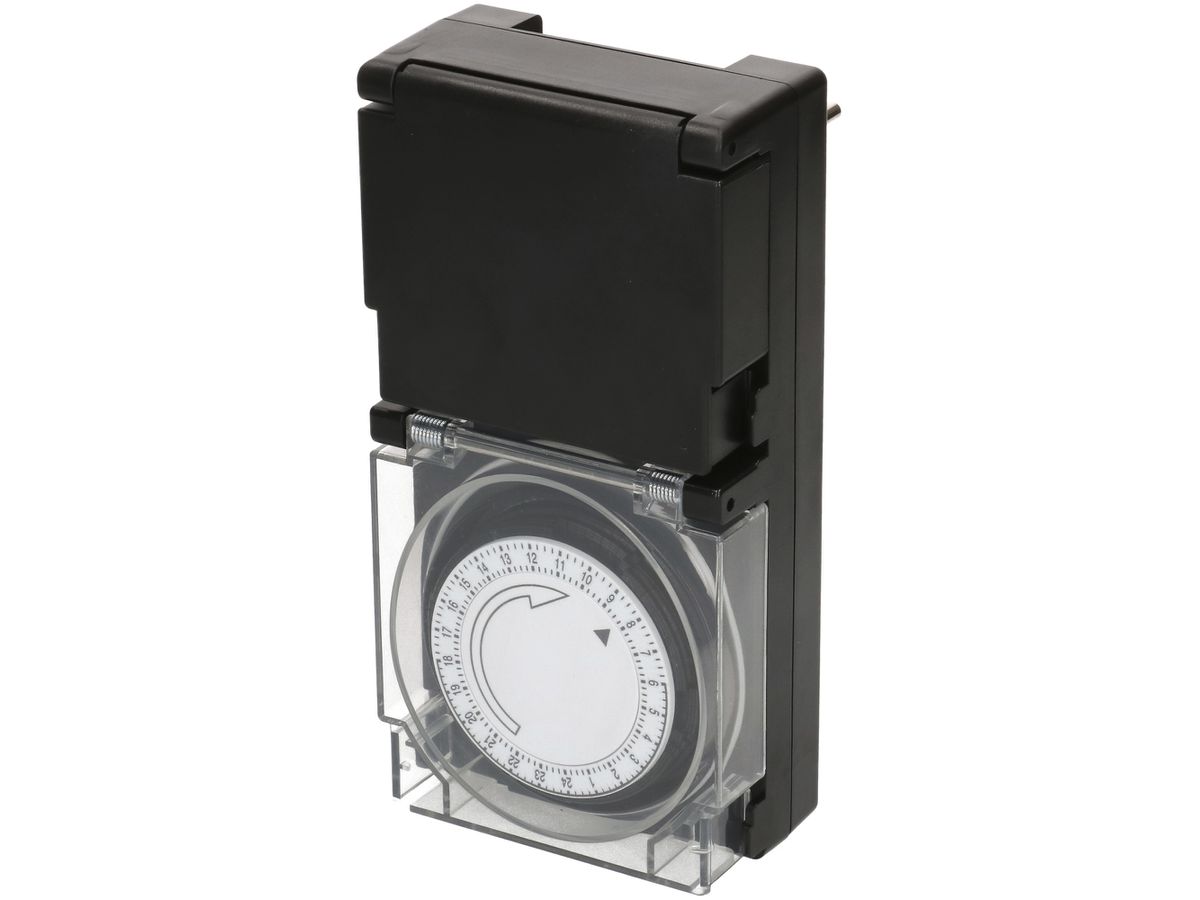 Steckdosenschaltuhr MAX HAURI analog 24h 1×Typ 13 10A 230V IP55 schwarz