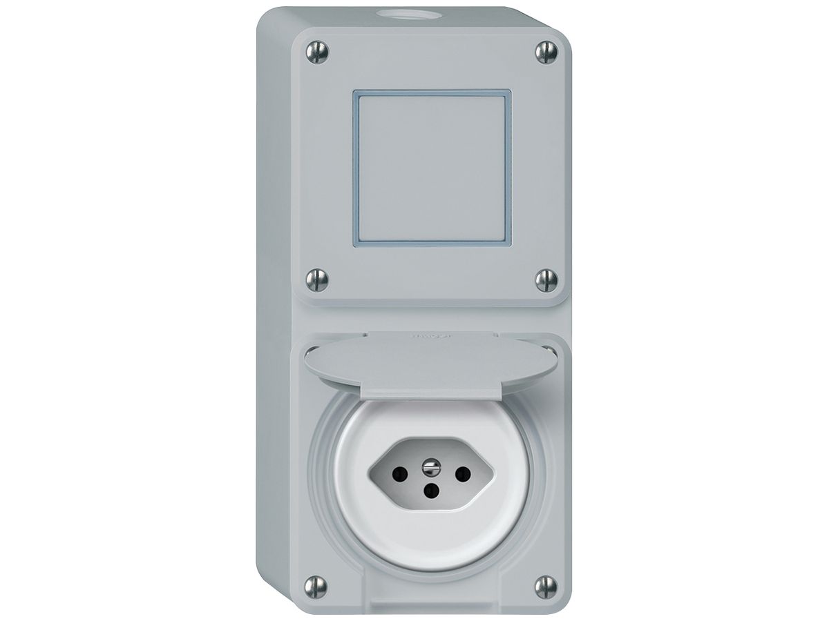 AP-Kombination robusto Wechselschalter Steckdose T13 86×146mm grau