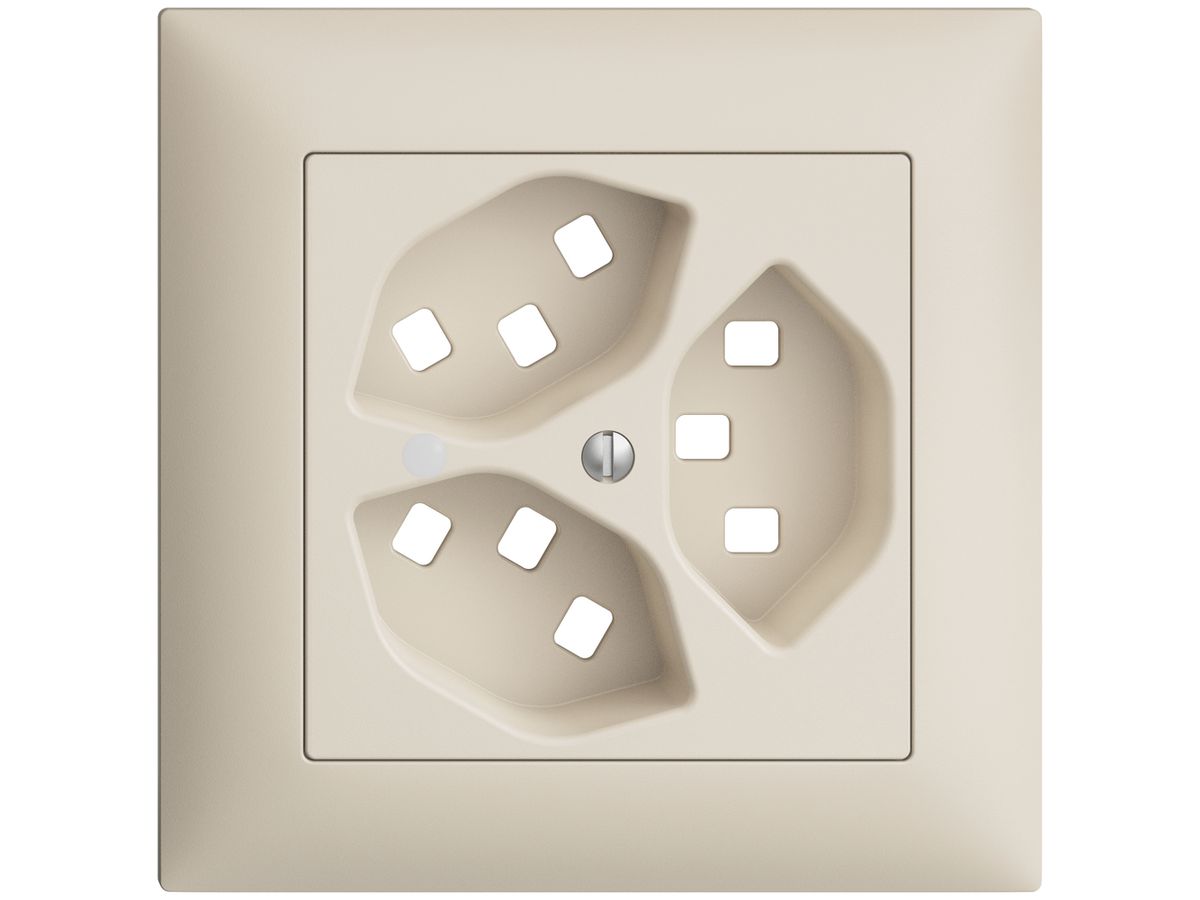UP-Frontset EDIZIOdue crema 88×88mm 3×T23 mit Linse