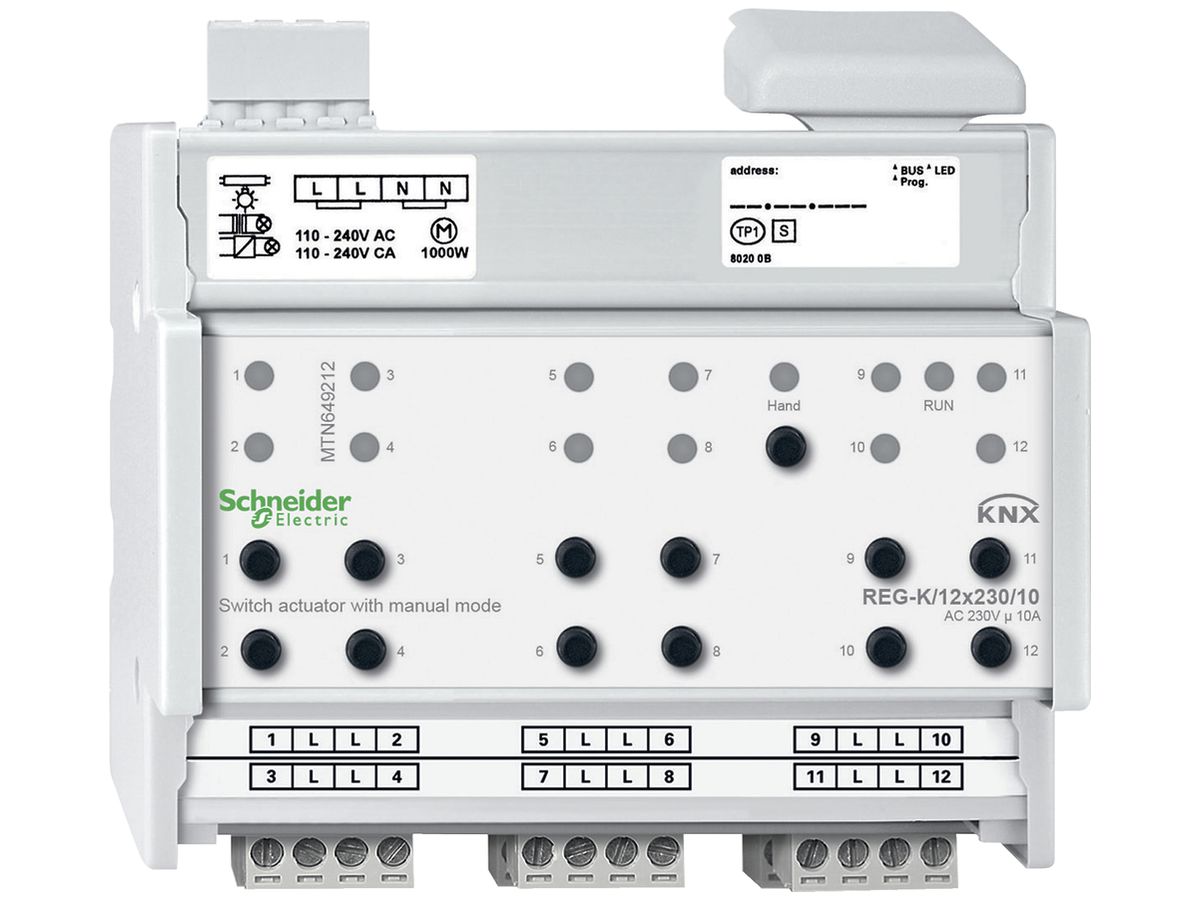 REG-Schaltaktor KNX Schneider Electric 12×230V MTN649212