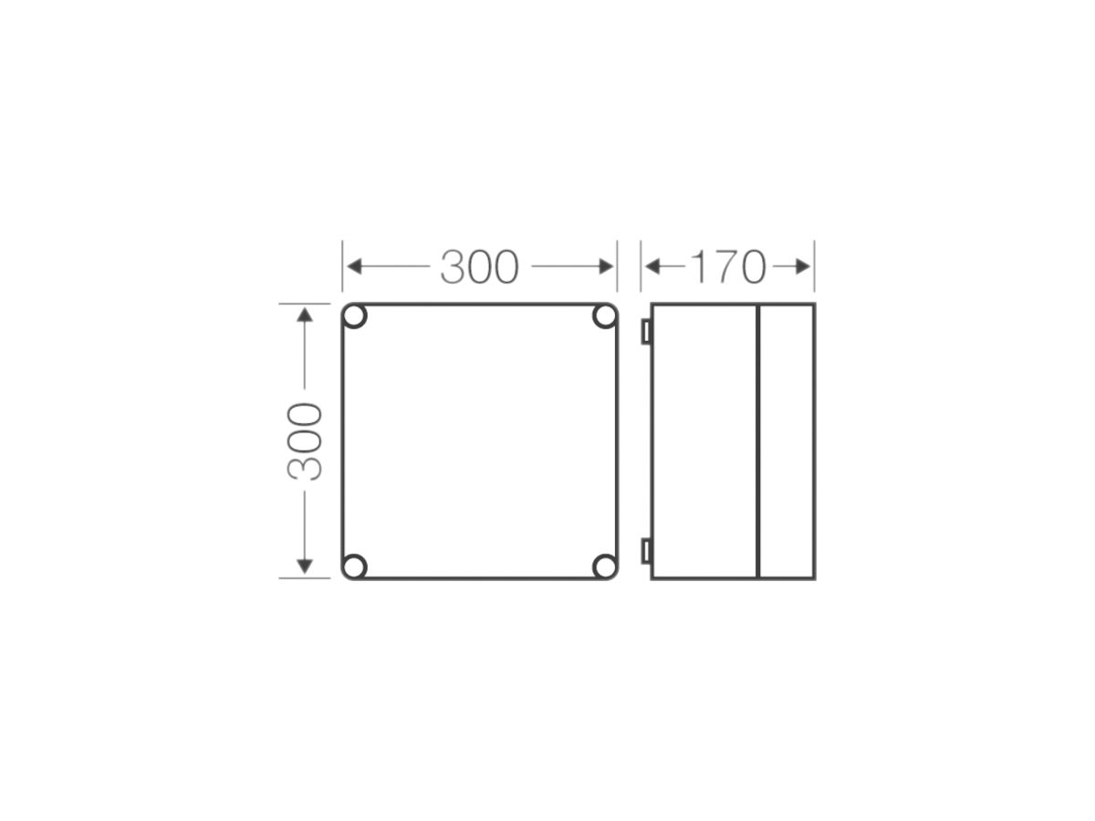 Apparategehäuse Hensel K 0200 grau leer mit transparenter Deckel 300×300×170mm