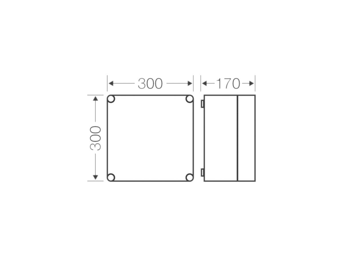 Apparategehäuse Hensel K 0201 grau leer mit Deckel 300×300×170mm