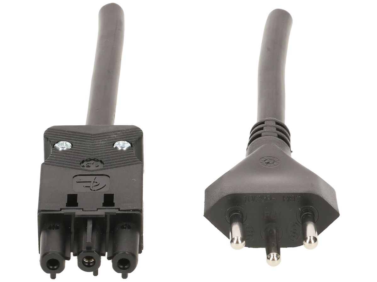 Anschlusskabel MAX HAURI 3P 2m schwarz Kupplung GST18i3 Stecker T12