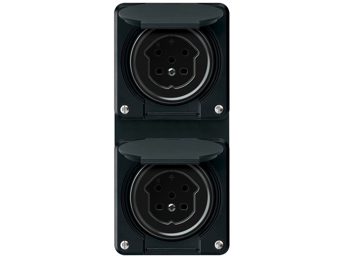UP-Kombination robusto 2×Steckdose T15 86×146mm schwarz