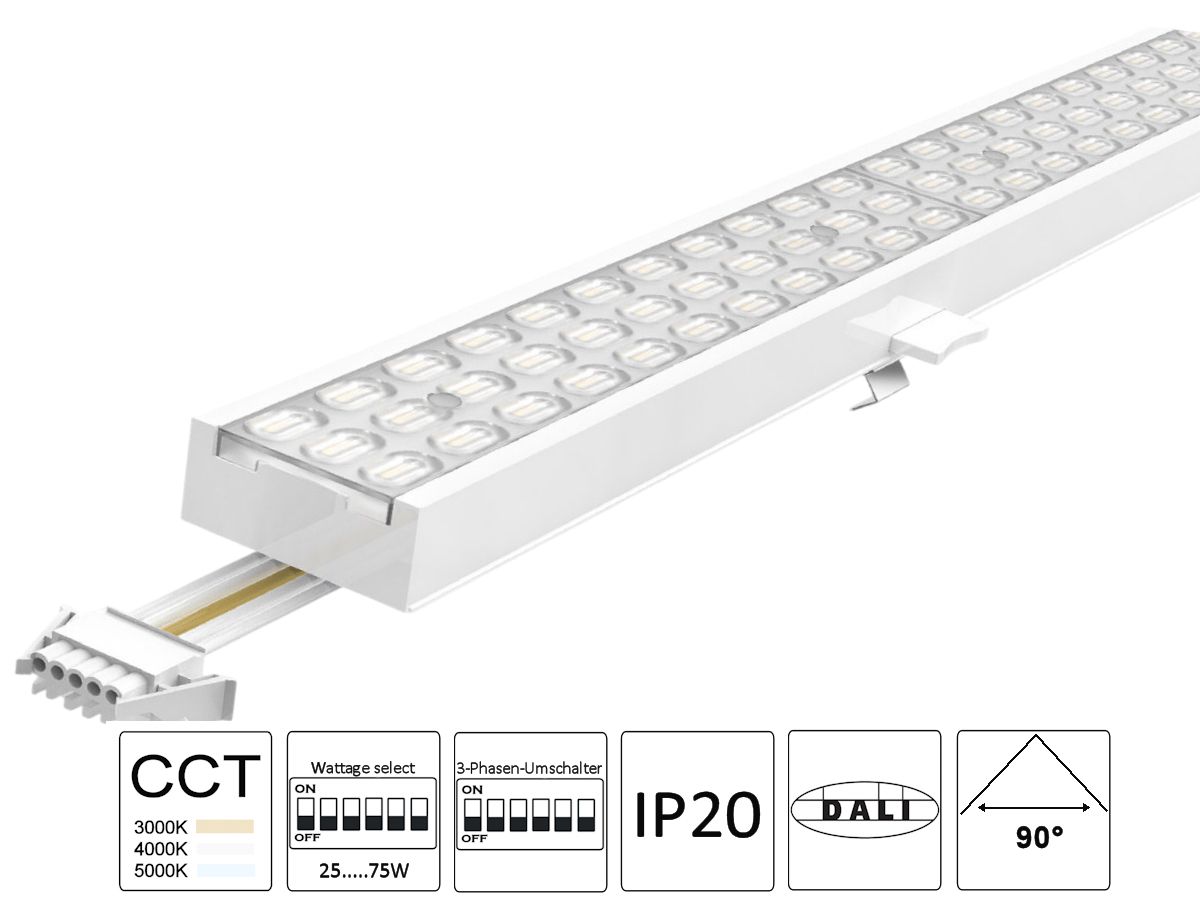 LED RetroFlex Lens-Modul 1.5m 90°,ws - 25-75W,3000/4000/5000K,DALI