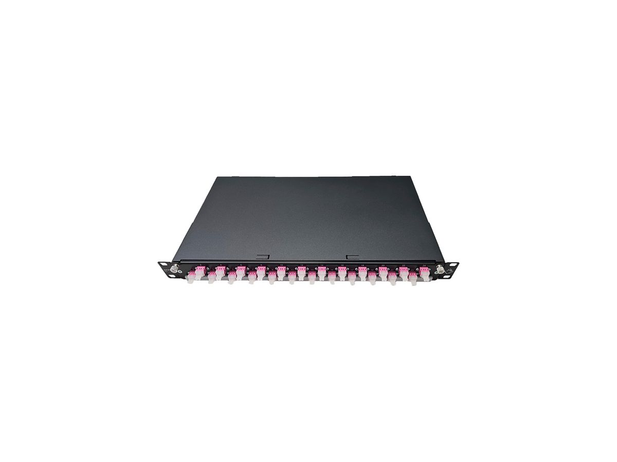 Breakoutbox 19" Dätwyler OV-SO 24×LCD/PC violett OM4 versetzt 1HE schwarz