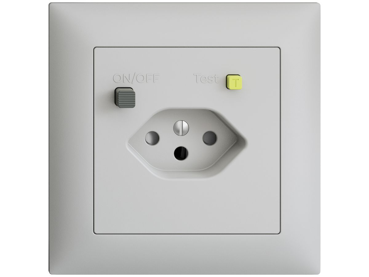 UP-Steckdose EDIZIOdue T13 FI 30mA FMI, shutter, hellgrau