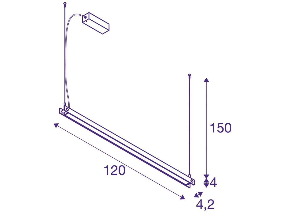 LED-Pendelleuchte SLV NOYA PHASE 32W 2025lm 2700/3000K 1200×42×40mm schwarz