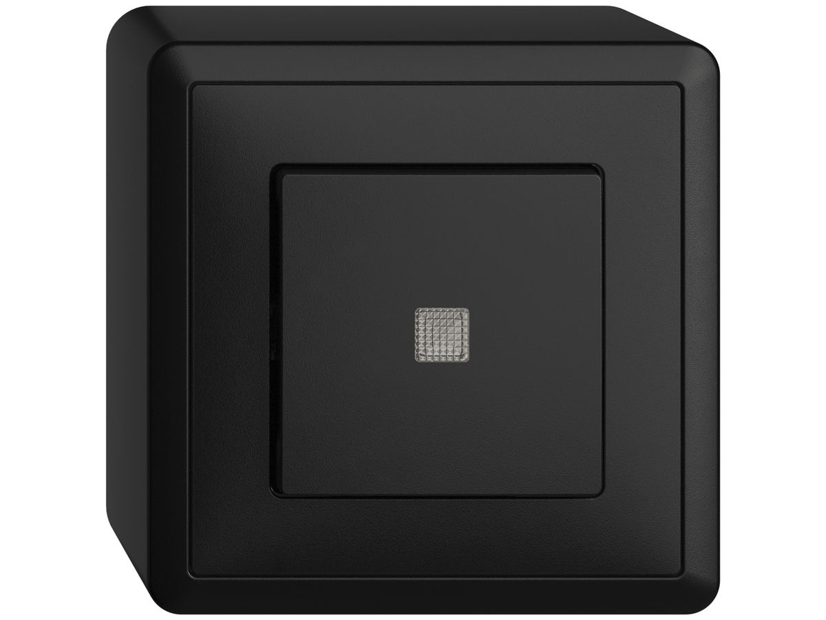 AP-Leuchtdruckschalter EDIZIOdue 3/1L schwarz, mit Linse, LS, LED gelb