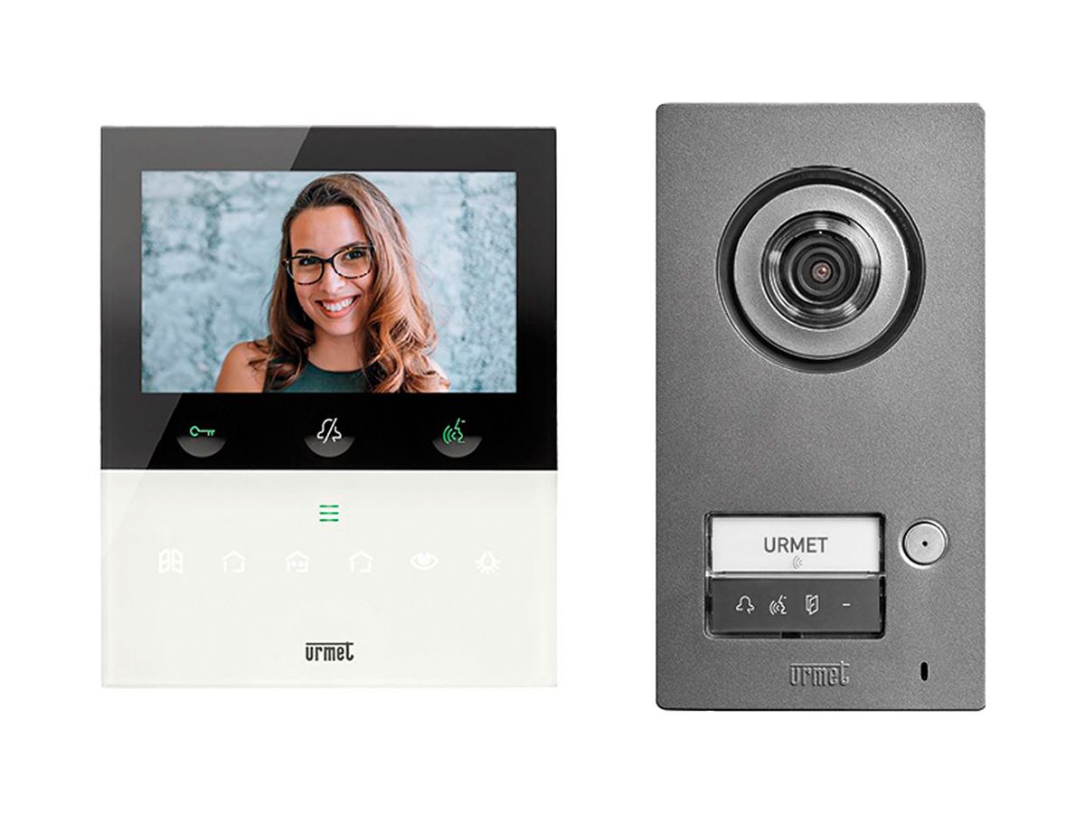 Türsprech-Set Video Urmet 1×Ruftaste 2-Draht weiss
