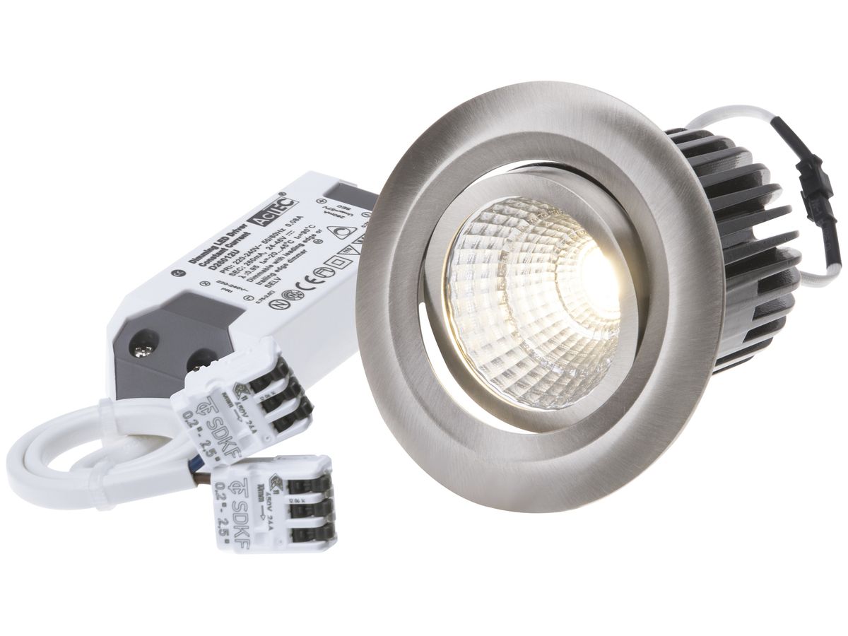 EB-LED-Spot maxLUCE MOVE 10.5W 230V DIM 830lm 927 Loch-Ø68mm 38° IP44 nickel