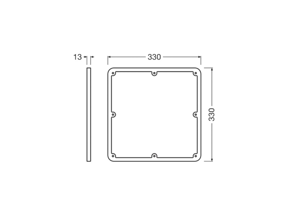 Abdeckrahmen LEDVANCE SURFACE FLAT Metall 300×300×13mm silber
