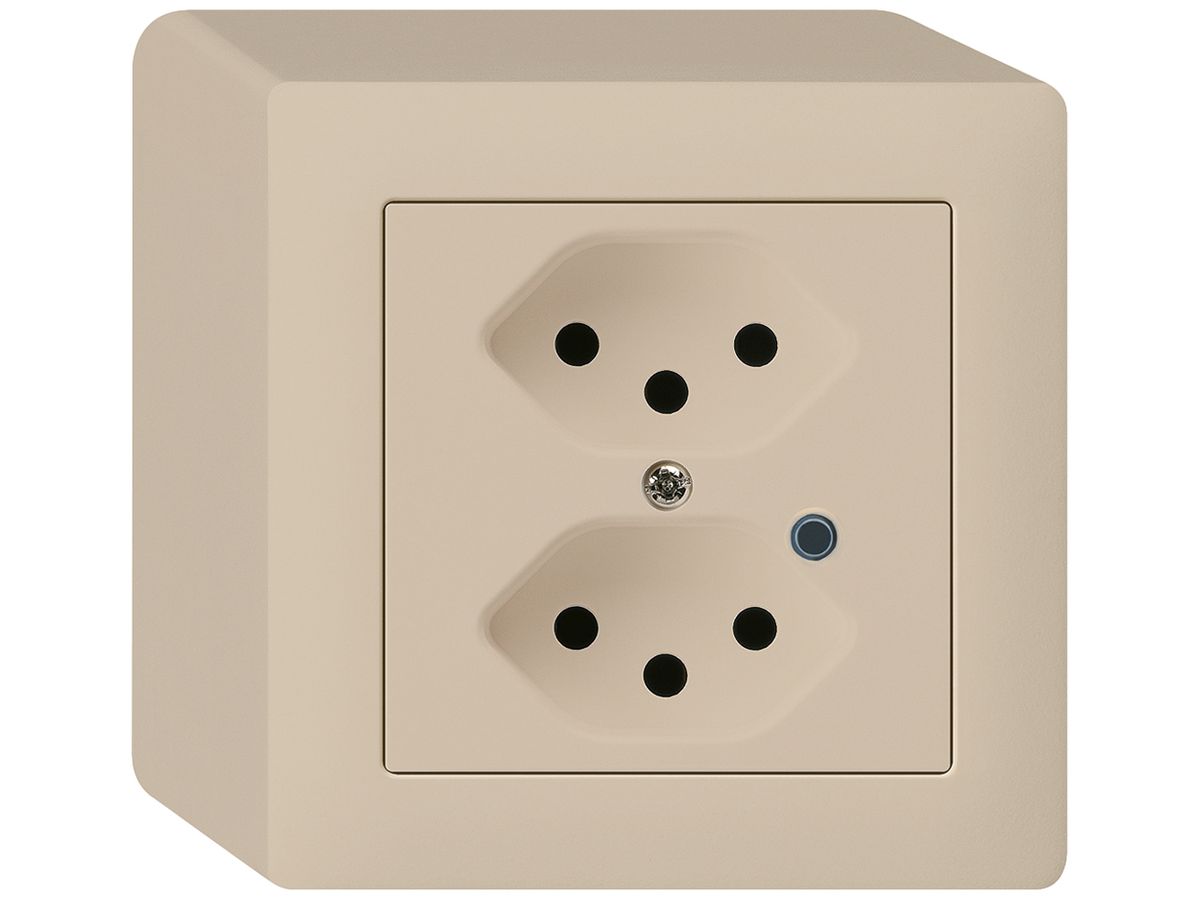 AP-Steckdose Hager kallysto 2×T13 beleuchtet Q beige
