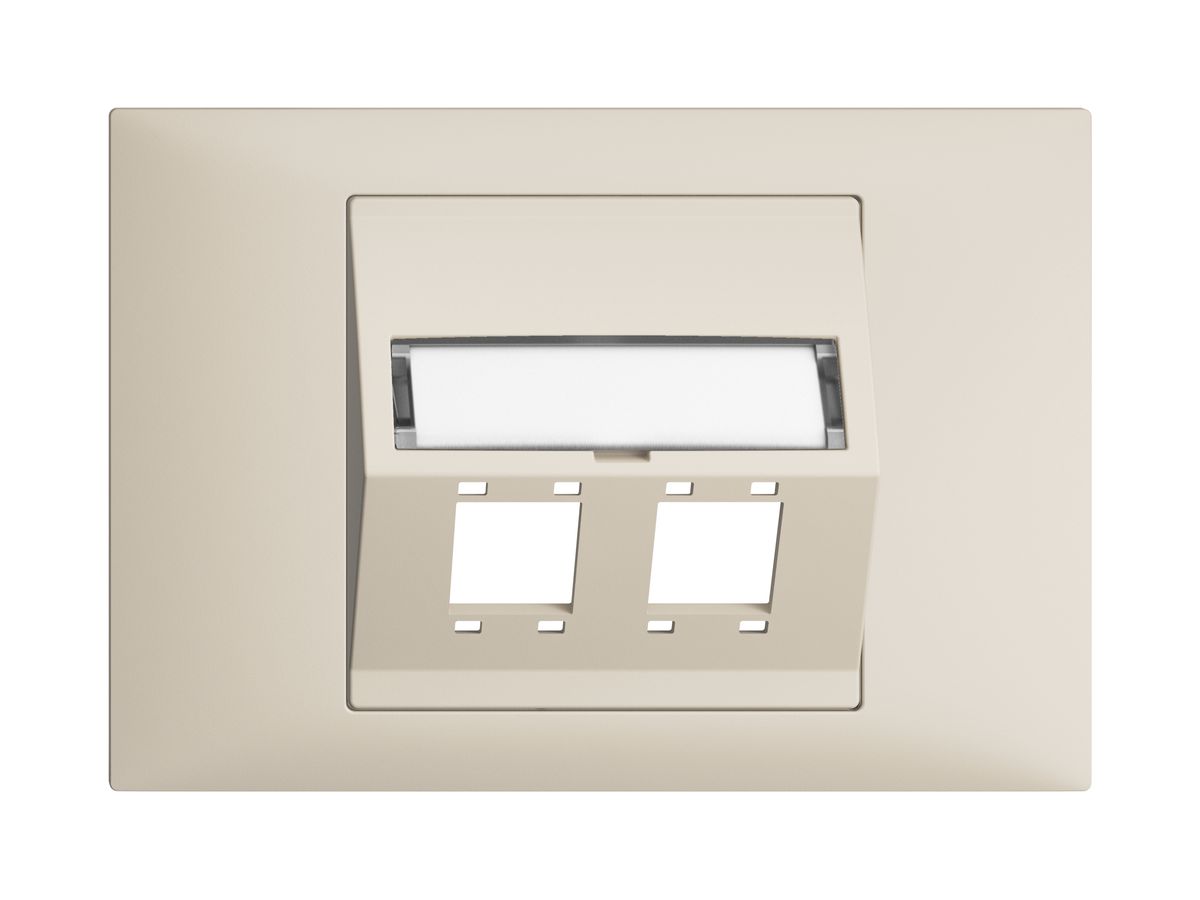 EB-Montageset EDIZIOdue BKE Schrägauslass 2×R&M Kat.5e/6/LC spezial, crema