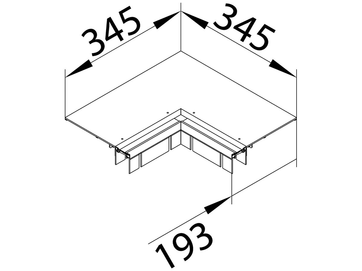 Flachwinkel tehalit BKB Oberteil Ausseneck für Bodenkanal 200×345×3mm