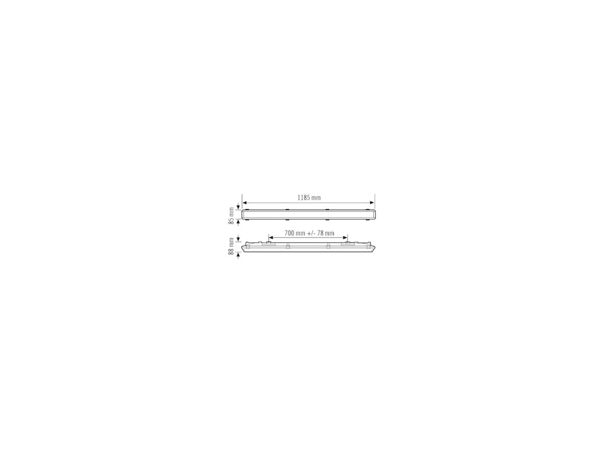 LED-Feuchtraumleuchte ESYLUX OLIVIA-2 35W 5000lm 4000K IP66 HF DALI-2 hellgrau
