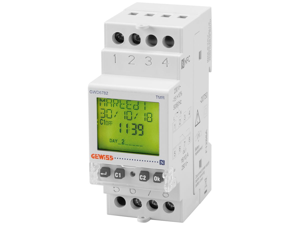 REG-Schaltuhr digital Gewiss 90 AM 230V 16A 5 1-Kanal