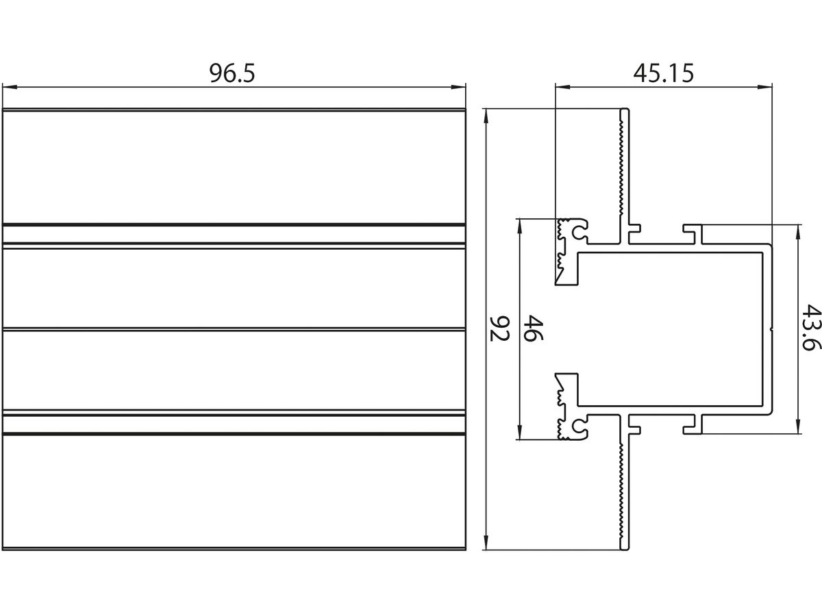 Abdeckung Sylvania Lytespan 96.5×92×45.15mm Aluminium schwarz Endeinspeiser