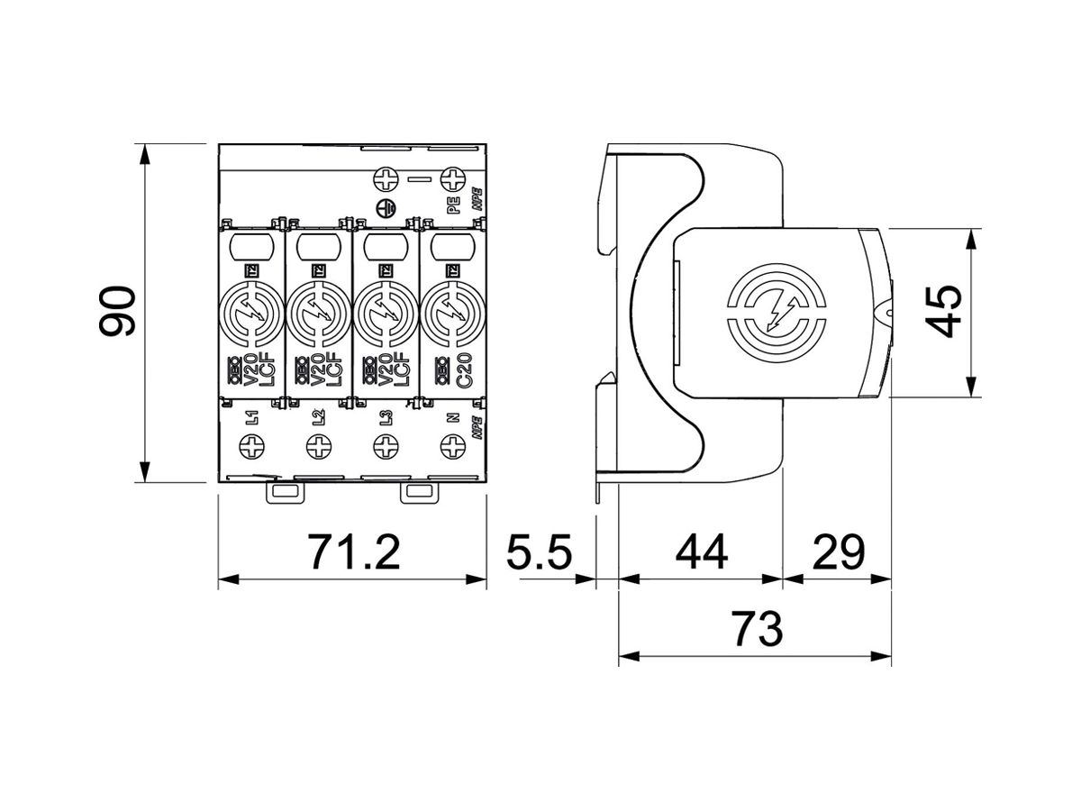 Überspannungsableiter Bettermann SurgeController V20-LCF-3+1-280
