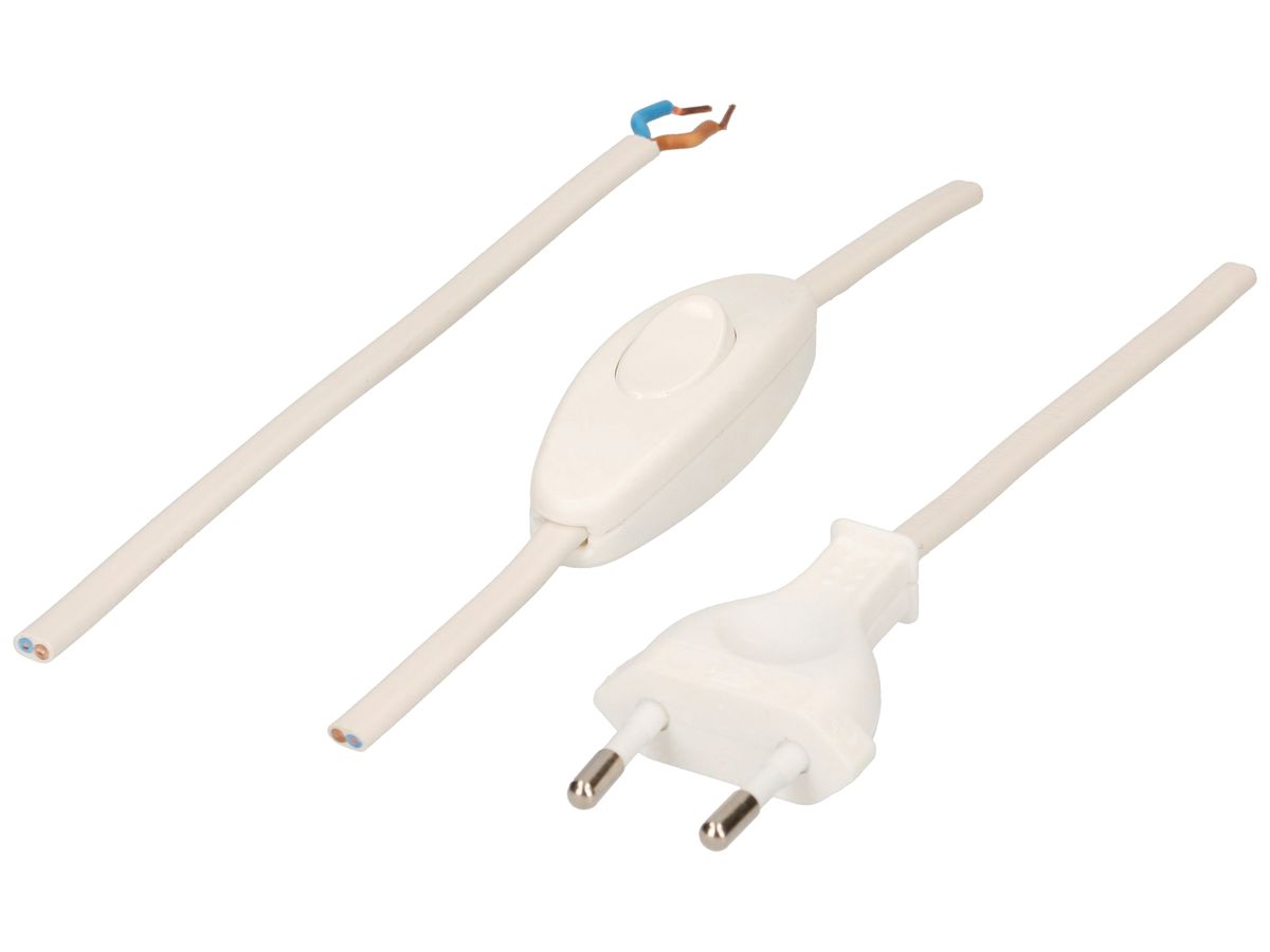 Anschlusskabel MH PVC 2.5A 230V 2×0.75mm² Typ 26-frei mit Schalter 2m ws
