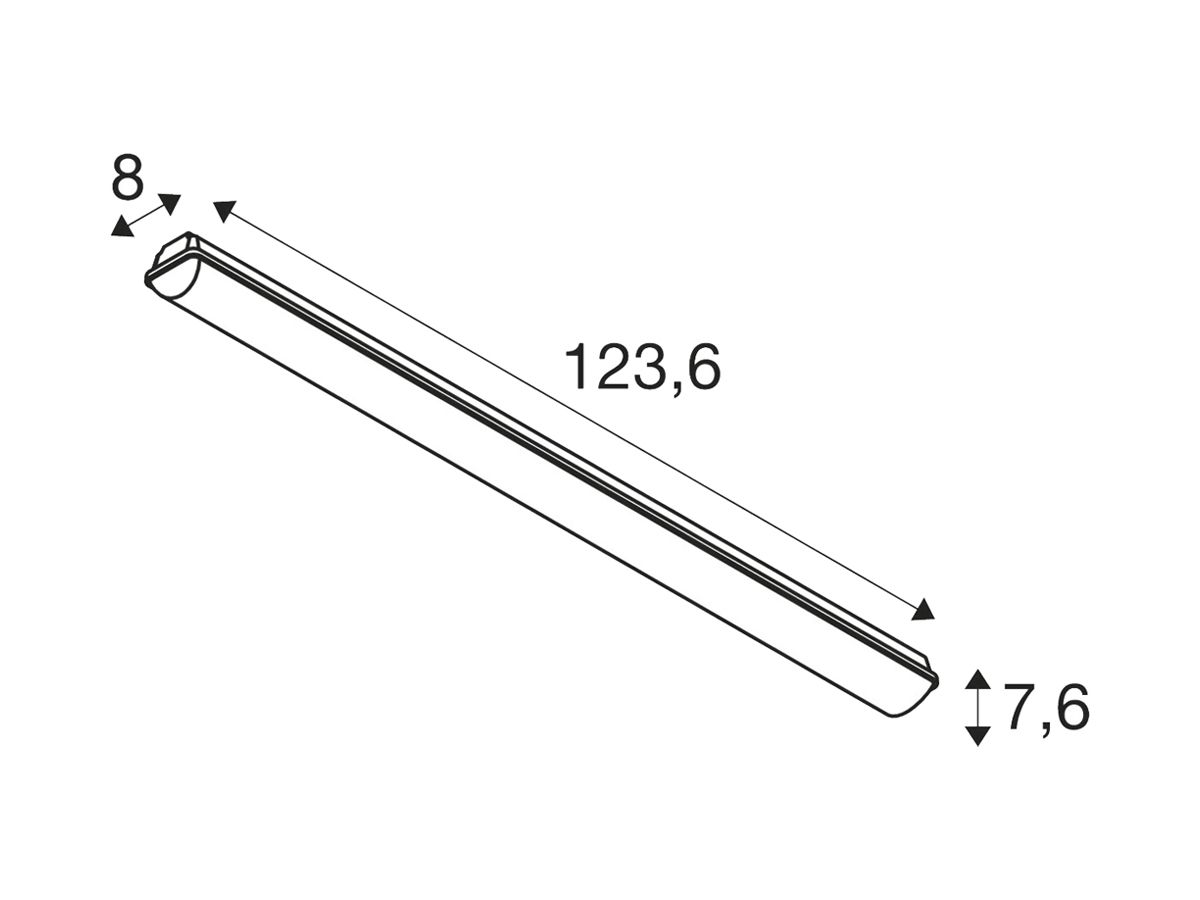 LED-Feuchtraumleuchte SLV WATERPROOF 36W 4470lm 840 IP66 DALI DIM 1236×80mm grau