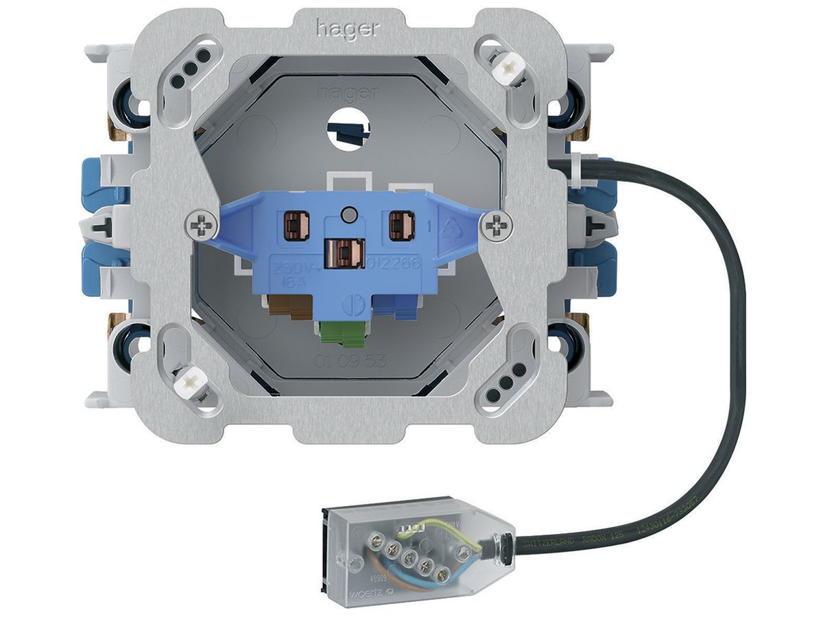 EB-Steckdose 1×Typ 13/23 Hager L1 Technofil mit EB-Dose G3