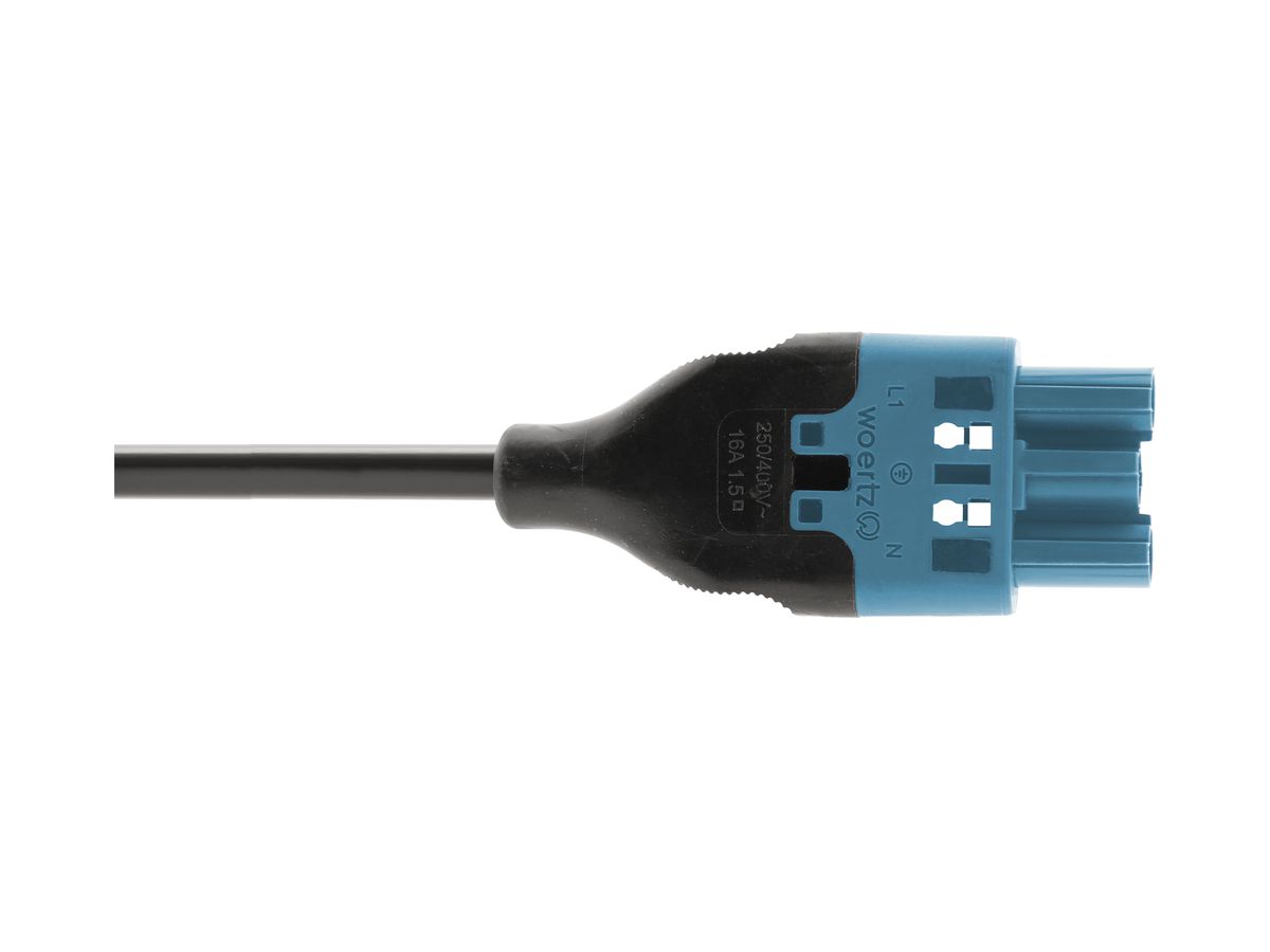 Anschlussleitung Woertz, Stecker 3L C5, 1m, halogenfrei, freies Ende, Cca