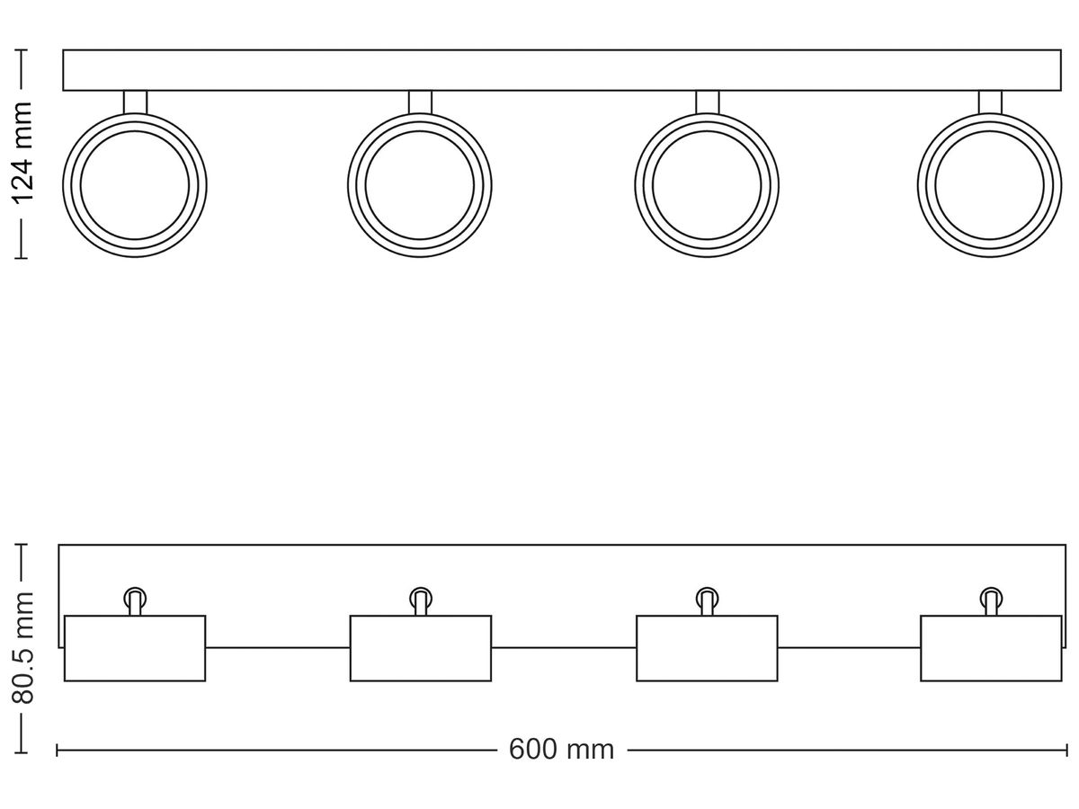 LED-Spot Philips Bracia 22W 2200lm 2700K 110° 600×80.5mm weiss 4×Spot
