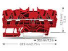 Durchgangs-Reihenklemme WAGO TOPJOB S 2.5mm² 24A 800V Push-in 4×1 TH35 rot