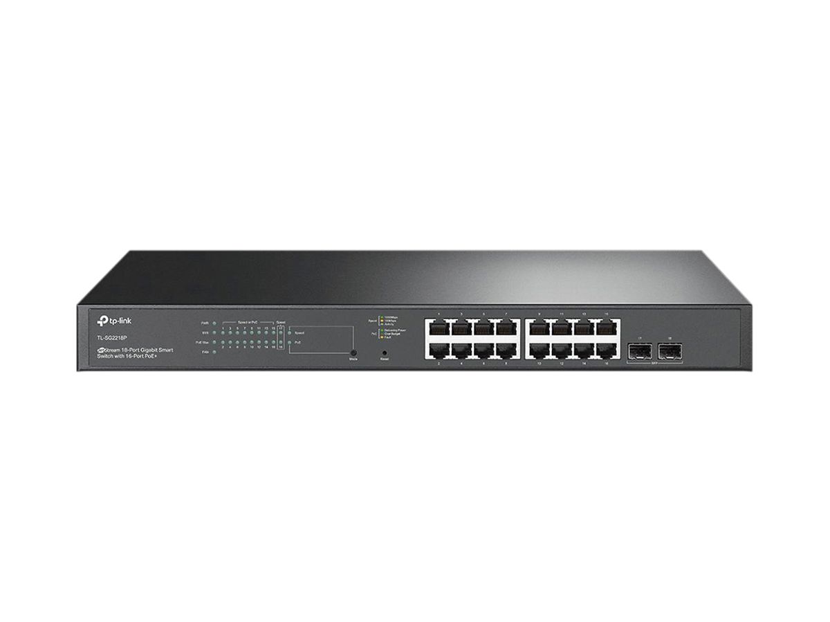 Switch TP-Link Omada SG2218P 16×RJ45 GbE 2×SFP GbE 16×PoE+ managebar