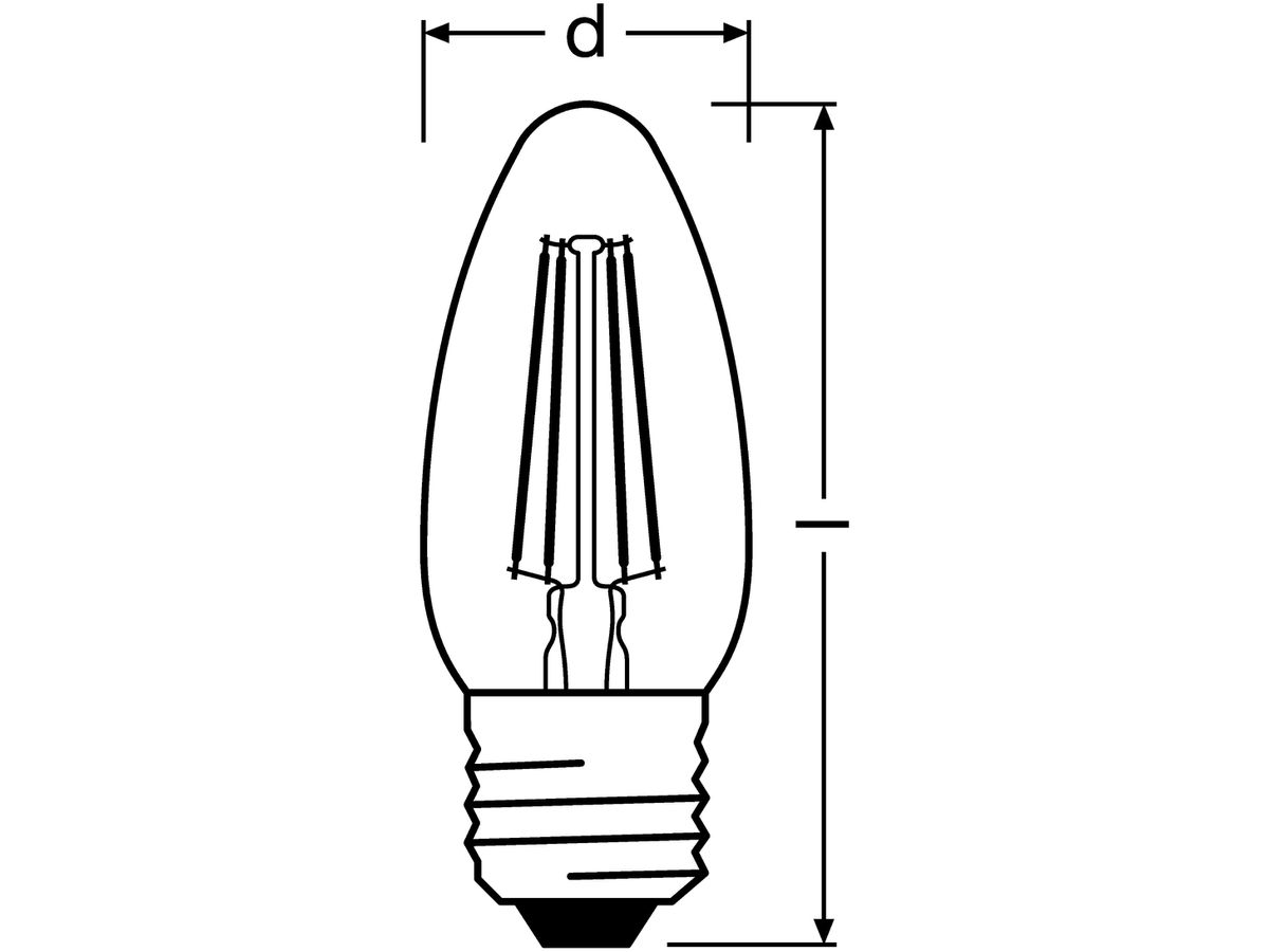 LED-Lampe PARATHOM CLASSIC B40 FIL CLEAR E27 4W 827 470lm