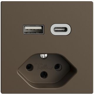 Steckdose USB Typ A+C + Typ 13 Feller EDIZIOdue F 230V 3000mA coffee