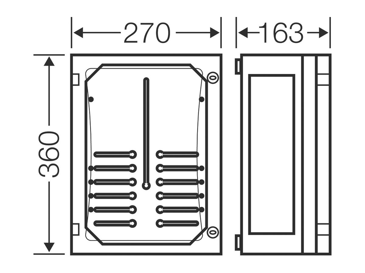 Zählergehäuse leer mit Tür 270×360×186mm ENYSTAR