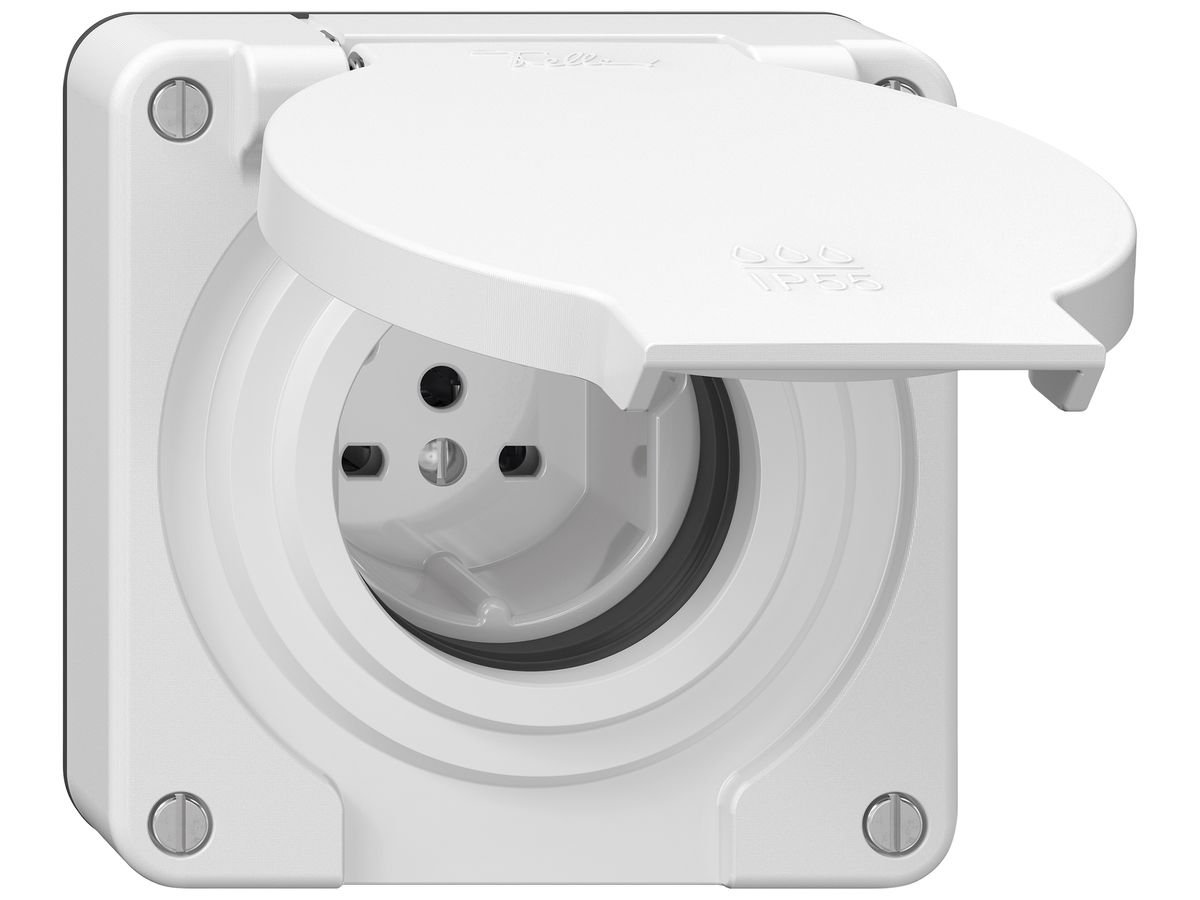 Steckdose NEVO SNAPFIX® 1×T15 10A 440V 87×87×32mm IP55 ws