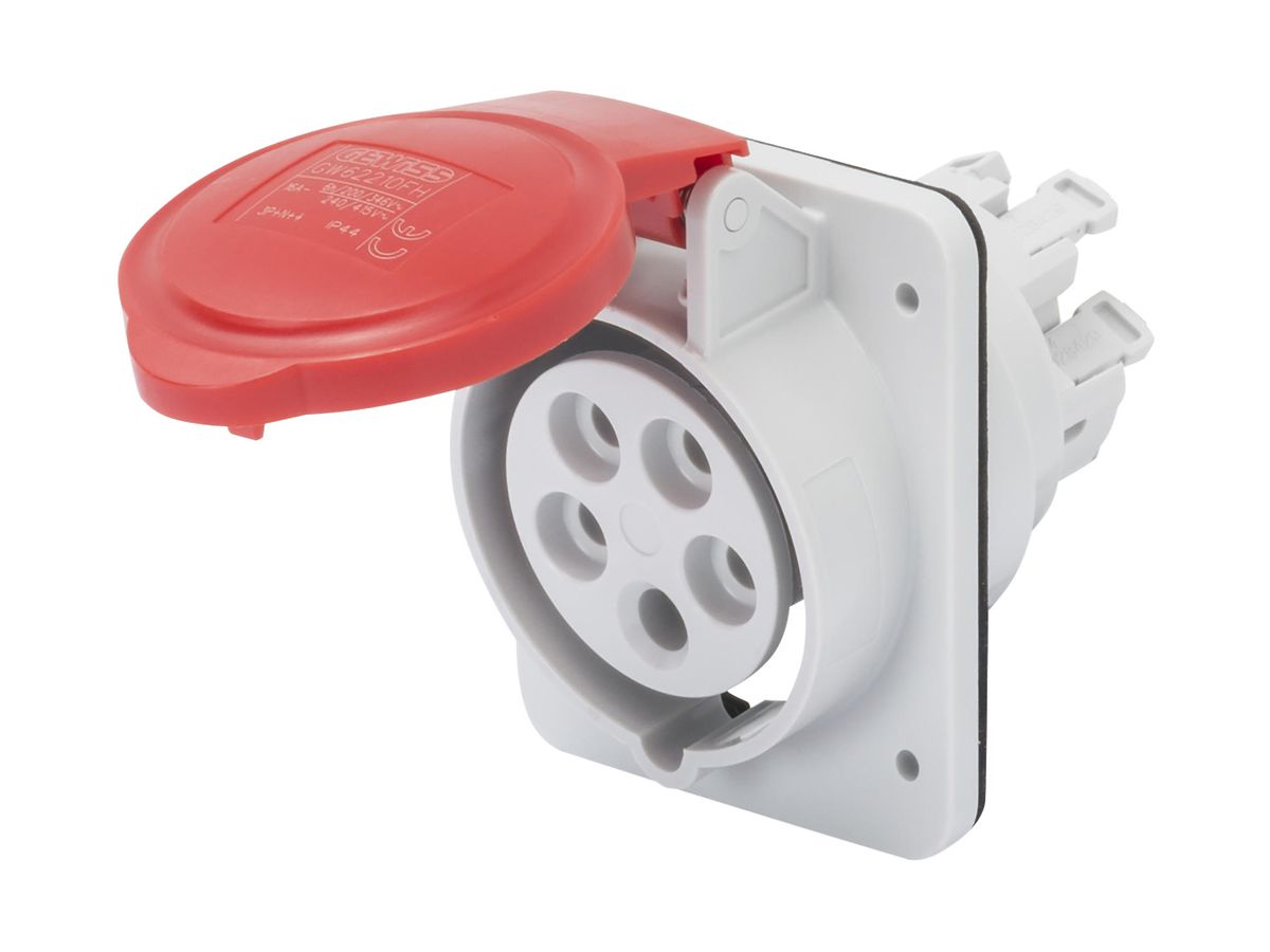 EB-Steckdose CEE GEWISS 16A IP44 5P 6h 415V Steckklemmen 85×75mm rot