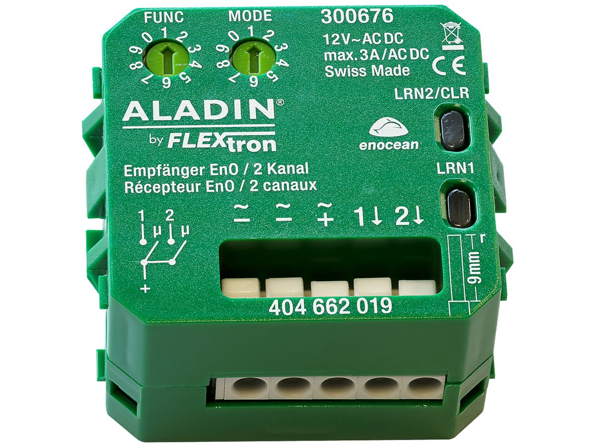 EB-RF-Schaltaktor ALADIN EnO, 2-Kanal, Multifunktion, 12V/3A