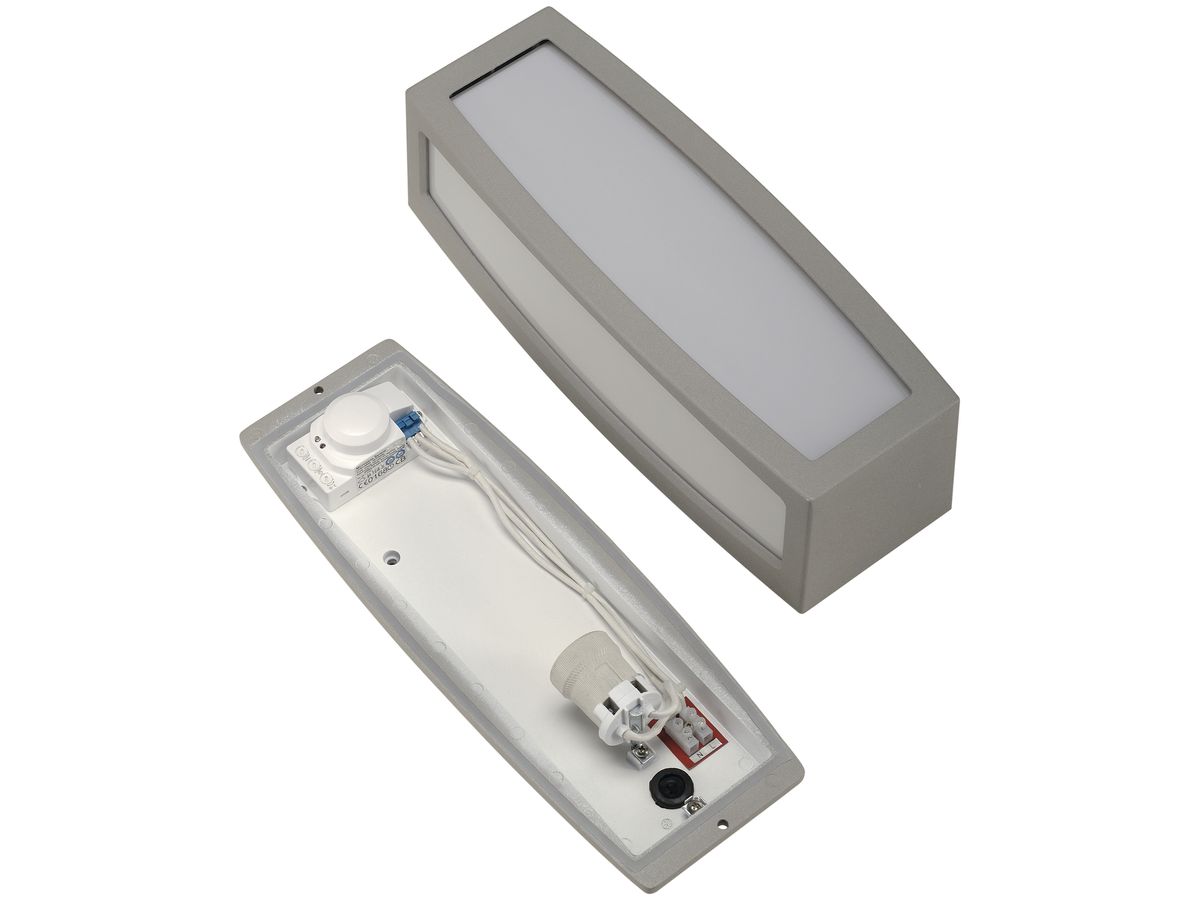 Wandleuchte SLV MERIDIAN BOX, E27 20W IP54 HF silbergrau