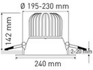 EB-LED-Spot maxLUCE ATMO 200 24W 2640lm 3000…4000K IP44 1-10V DALI2 Ø200mm weiss