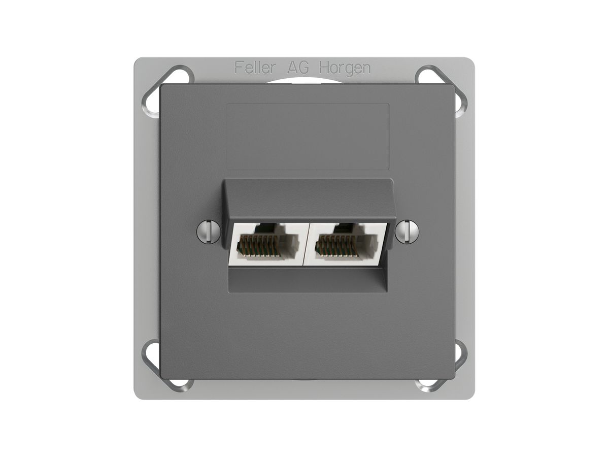 EB-Dose 2×RJ45/u 4P getr. EDIZIOdue dunkelgrau, ITplus
