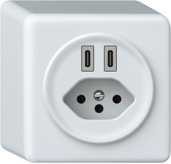 AP-USB-Ladesteckdose origin 2×USB-C 3000mA 5V mit Typ 13 weiss