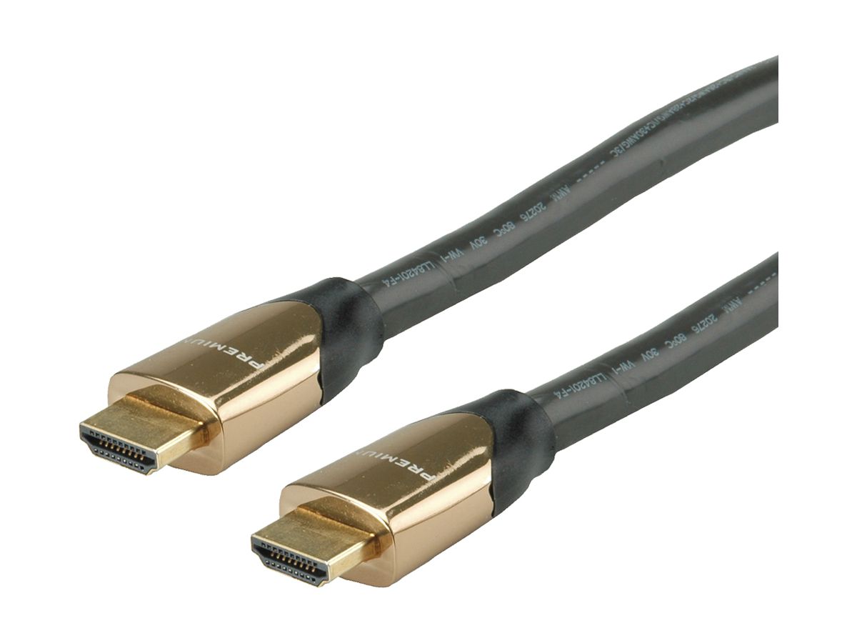 HDMI-Kabel ROLINE Premium 4K@60Hz (HDMI 2.0) HDR 3D Ethernet schwarz 7.5m