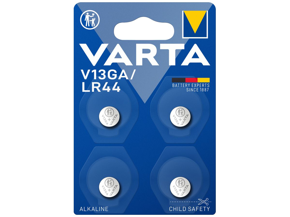 Knopfzelle VARTA Consumer V13GA/LR44 Alkali-Mangan 1.5V 130mAh Blister à 4 Stück