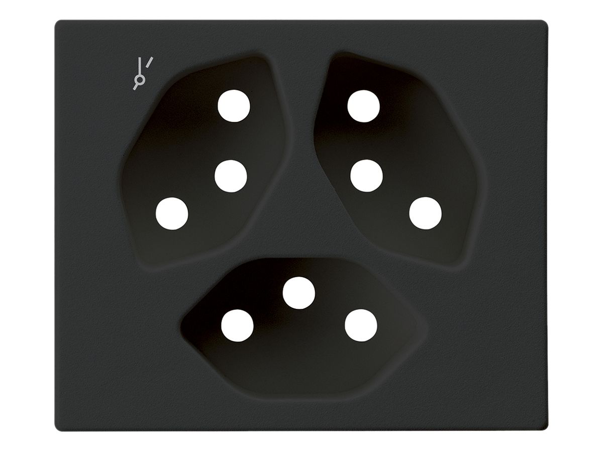 Frontplatte zu FLF-Steckdose Hager 3×Typ 13 1×S Z schwarz