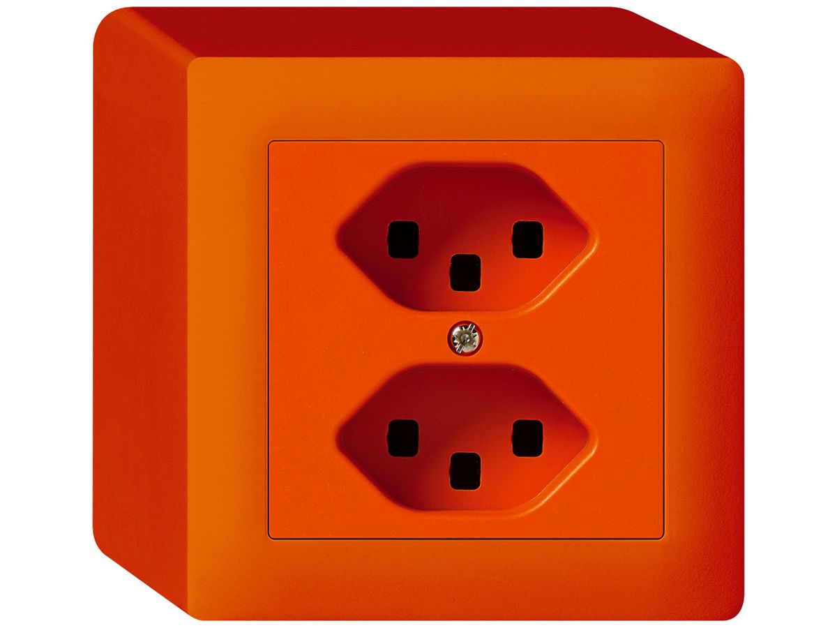 AP-Steckdose kallysto 2×T23 orange mit Steckklemmen