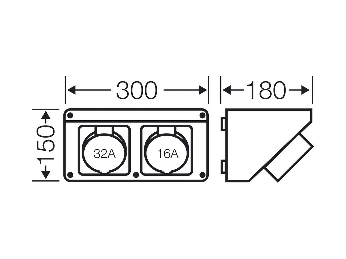 Connection Box Hensel Mi, CEE 16A, + CEE 32A, 5 P, 400V, 6h