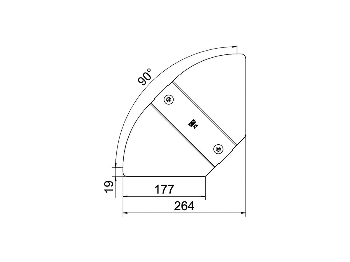 Deckel BET RBD W zu Bogen verstellbar 200mm Edelstahl A4 blank