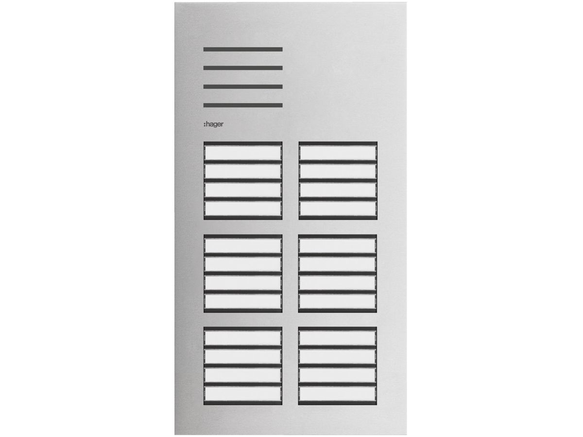 Aussenstation Audio Hager elcom.one 2-Draht für 24Wohnungen Edelstahl